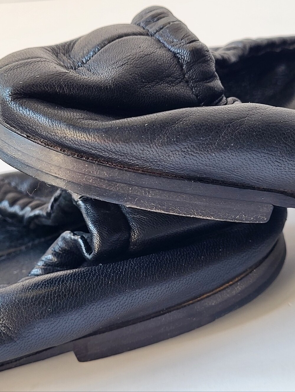 See By Chloe Black Leather Ballet Flats with Gold Zip-Trim Knot - Picture 11 of 14